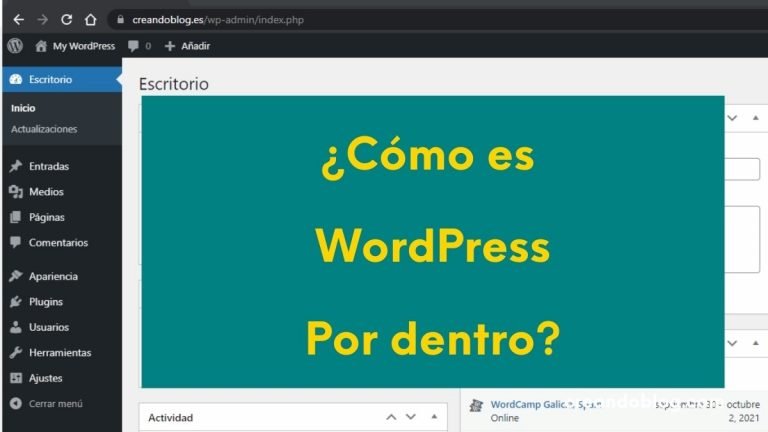 Imagen del escritorio de WordPress con la pregunta: ¿Cómo es WordPress por dentro?