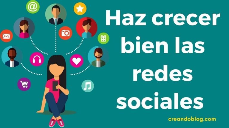 Imagen con iconos de redes sociales y el texto: haz crecer bien las redes sociales