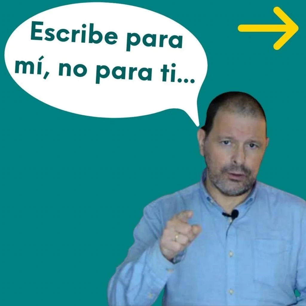 ¿Cómo hacer un blog exitoso? 7 claves del éxito con tu blog 41 Foto de Abraham de Creando Blog y este texto dentro de una viñeta: Escribe para mí, no para ti...