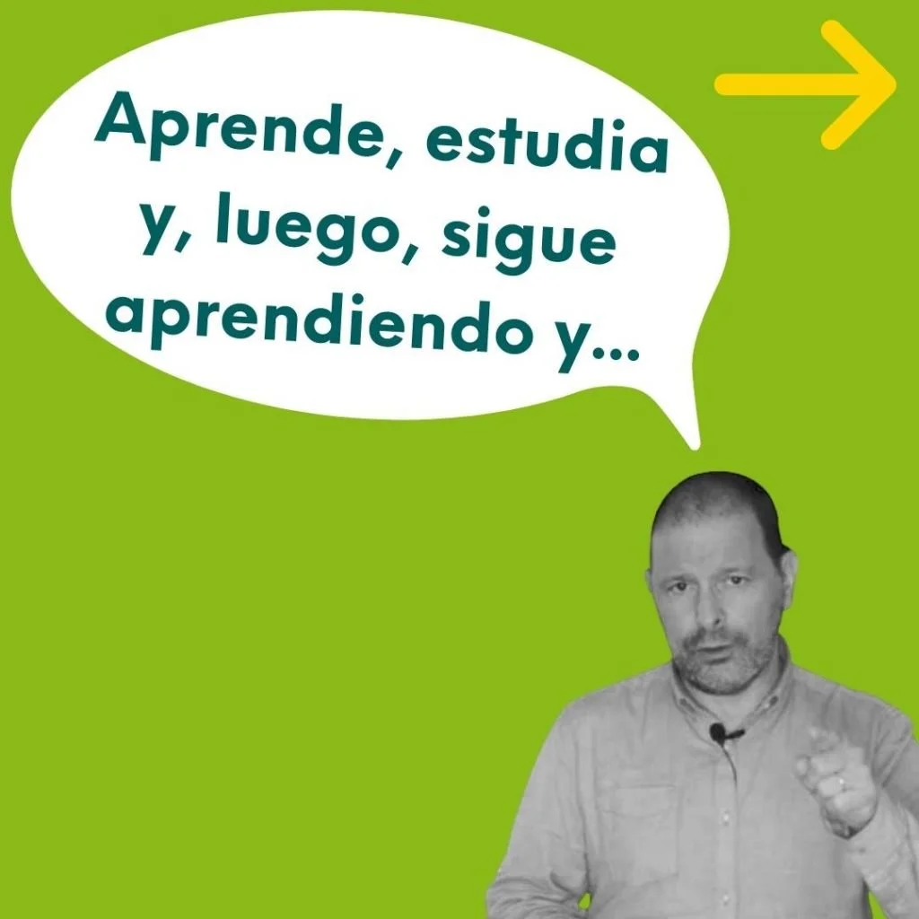 ¿Cómo hacer un blog exitoso? 7 claves del éxito con tu blog 45 Foto de Abraham de Creando Blog y este texto dentro de una viñeta: Aprende, estudia y, luego, sigue aprendiendo y...